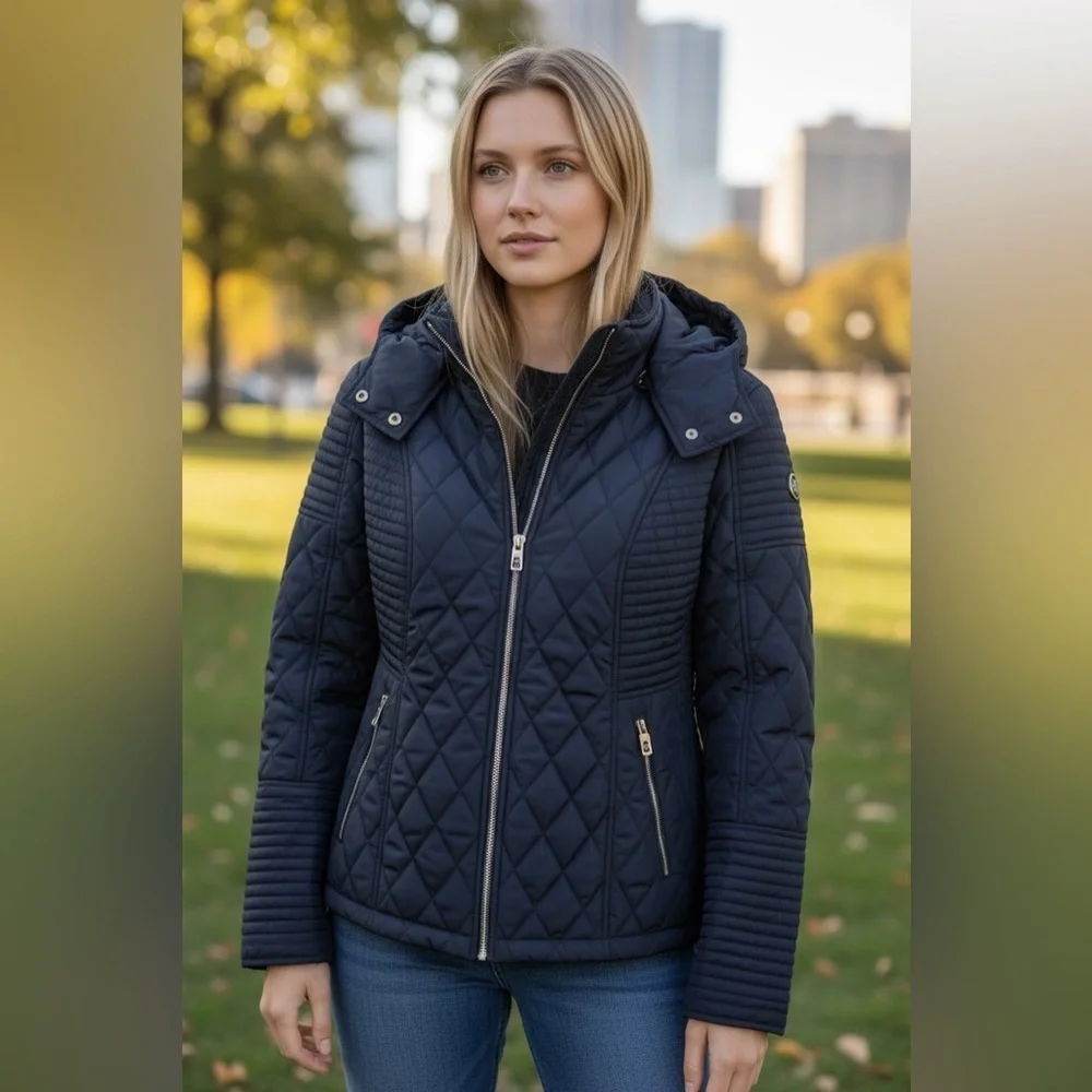 Michael Kors Dark Black Quilted Puffer Coat